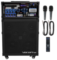 200W 4-CHANNEL MULTI-FORMAT PORTABLE P.A. SYSTEM WITH DIGITAL RECORDER AND 2 WIRED MICS